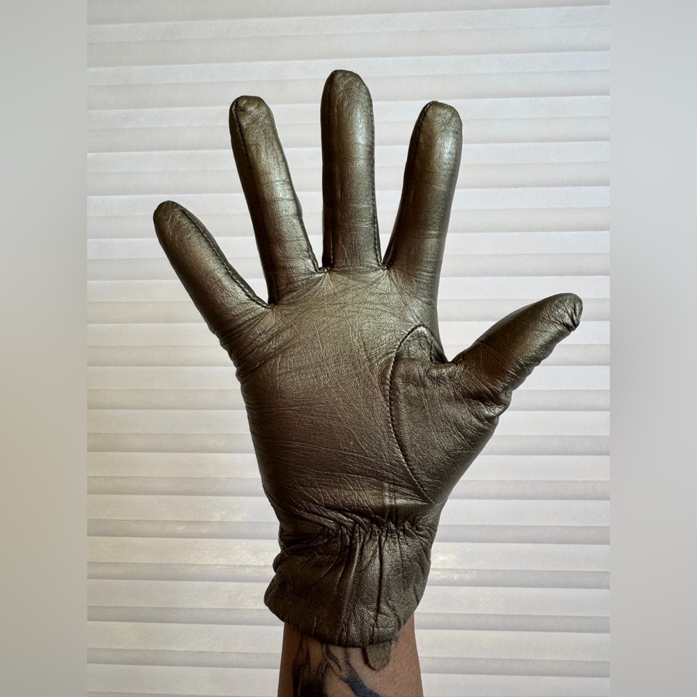 Metallic Bronze Leather Gloves – Genuine Leather - Picture 4 of 12